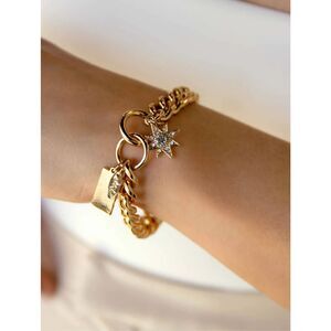 Ettika Starry Charms Chain Link Bracelet in 18K Gold Plated
